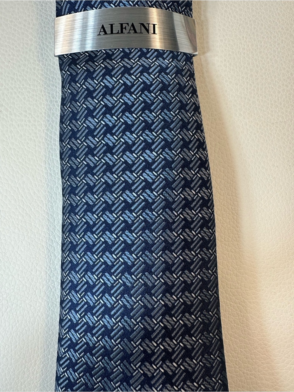 NEW Men’s Alfani Men's Tie Blue/Gray/Silver - Picture 2 of 3